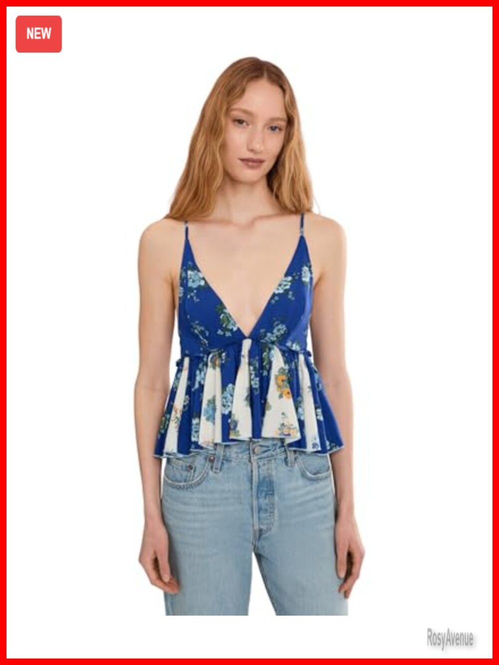 Sleeveless Floral Ruching Adjustable Straps Viscose Blouse